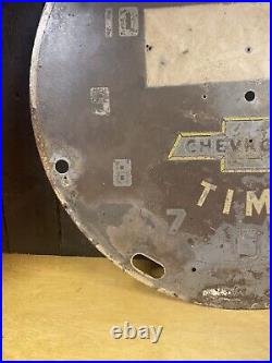 Vintage CHEVROLET TIME Neon Clock Dealer Plate Chevy NPI Lackner Sign WOW