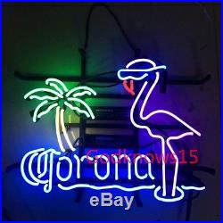 Vintage CORONA FLAMINGO PALM REAL GLASS BEER BAR PUB NEON LIGHT DISPLAY SIGN