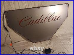 Vintage Cadillac Plexiglass Light Up Red Neon Sign Hood Man Cave 2ft 2 x 1ft 3