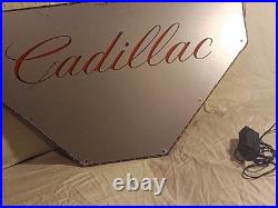 Vintage Cadillac Plexiglass Light Up Red Neon Sign Hood Man Cave 2ft 2 x 1ft 3