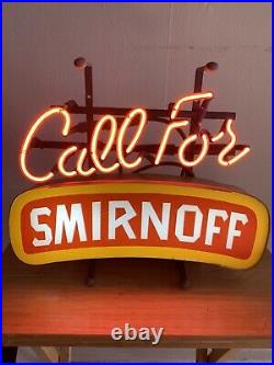 Vintage Call For Smirnoff neon sign Lighted Beer Sign Collectible Man Cave 1988