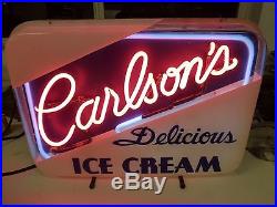 Vintage Carlson's Delicious Ice Cream Neon Advertising Sign