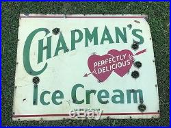 Vintage Chapman's Ice Cream Original Porcelain Neon Sign