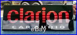 Vintage Clarion Car Audio Neon Sign, pink logo, classic authorized dealer sign