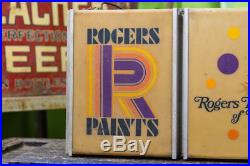 Vintage Clock ROGERS PAINTS Neon Products Inc Sign Advertising Light Up Light