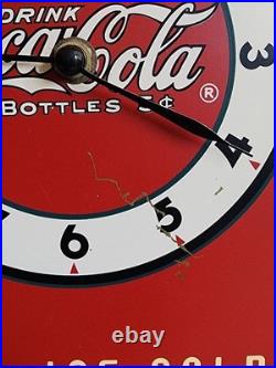 Vintage Coca Cola Fountain Service Tin Red NEON lighted Clock Sign Working