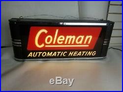 Vintage Coleman Automatic Heating Lighted Sign, Neon Products Inc. Works Great