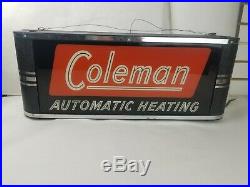 Vintage Coleman Automatic Heating Lighted Sign, Neon Products Inc. Works Great
