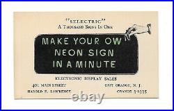 Vintage Color Business Card SELECTRIC SIGNS East Orange NJ Make your own Neon