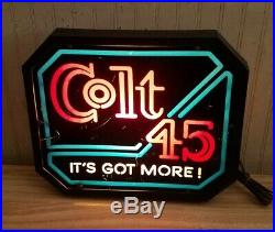 Vintage Colt 45 Malt Liquor It's Got More! Lighted Bar Sign Rare Neon Sign