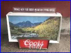 Vintage Coors Beer Rolling River Motion Lighted Sign Working 1960s Neon Tavern