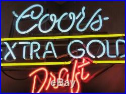 Vintage Coors Extra Gold Draft Beer Neon Bar Sign