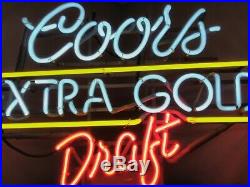 Vintage Coors Extra Gold Draft Beer Neon Bar Sign