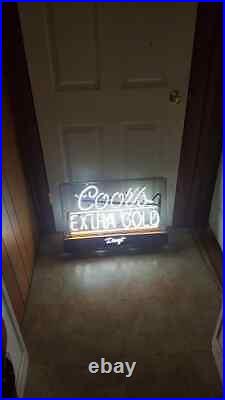 Vintage Coors Extra Gold Draft Neon Beer Sign Measures 27 Long By 17 Tall