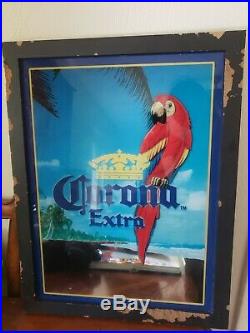 Vintage Corona beer sign Parrot 23 inch high 17 inch large