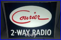 Vintage Courier 2-Way Radio Lighted Advertising Dealer SIGN NPI Neon Prod Inc CB