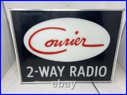 Vintage Courier 2-Way Radio Lighted Advertising Dealer SIGN NPI Neon Prod Inc CB