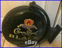 Vintage Crown Royal BLACK ROTATING Neon Adverting Sign 24x24 Light Beer Bar