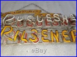 Vintage DUQUESNE BEER NEON & METAL SIGN Bar Antique advertising needs repair