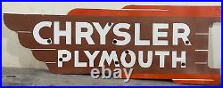 Vintage Die Cut Chrysler Plymouth Neon Gas & Oil Porcelain Enamel Sign 77x29