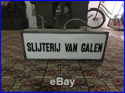 Vintage Dutch Train/street Sign Double Sided Light Up Neon Rare