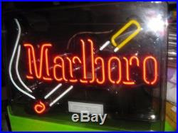 Vintage Encased 1997 Marlboro Everbrite Neon Electric Sign Measures 21.5 x 15
