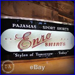 Vintage Enro Shirts Light Up Store Display Neon Advertising Sign