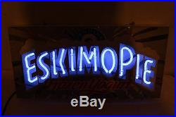 Vintage Eskimo Pie Ice Cream Frozen Yogurt Soda Fountain 24 Neon Lighted Sign