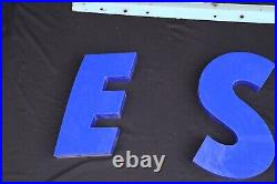 Vintage Esso Blue Petrol Station Neon Sign Original Acrylic Letters Iron Fitting
