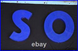 Vintage Esso Blue Petrol Station Neon Sign Original Acrylic Letters Iron Fitting