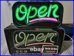 Vintage Fallon Neon Open Sign Neon Hot Pink Green NEW Never Used Working With Box Vintage Fallon Neon Open Sign Neon Hot Pink Green NEW Never Used Working With Box