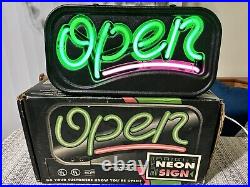 Vintage Fallon Neon Open Sign Neon Hot Pink Green NEW Never Used Working With Box Vintage Fallon Neon Open Sign Neon Hot Pink Green NEW Never Used Working With Box
