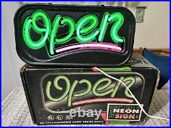 Vintage Fallon Neon Open Sign Neon Hot Pink Green NEW Never Used Working With Box Vintage Fallon Neon Open Sign Neon Hot Pink Green NEW Never Used Working With Box