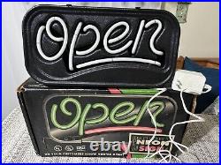 Vintage Fallon Neon Open Sign Neon Hot Pink Green NEW Never Used Working With Box Vintage Fallon Neon Open Sign Neon Hot Pink Green NEW Never Used Working With Box