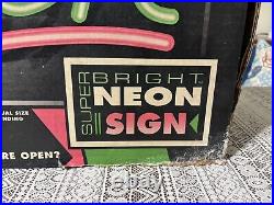 Vintage Fallon Neon Open Sign Neon Hot Pink Green NEW Never Used Working With Box Vintage Fallon Neon Open Sign Neon Hot Pink Green NEW Never Used Working With Box