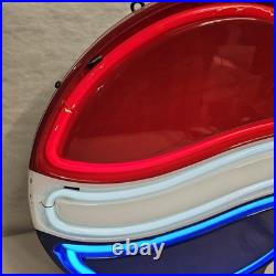 Vintage Fallon Pepsi Cola Red White Blue Neon Lighted Sign 15 Inch Diameter