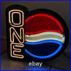 Vintage Fallon Pepsi Cola Red White Blue Neon Lighted Sign 18 Inch Diameter