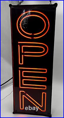 Vintage Fallon, Vertical E. Glas Neon Open Sign Red In Color Vintage Fallon, Vertical E. Glas Neon Open Sign Red In Color