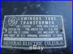 Vintage GENERAL ELECTRIC LUMINOUS TUBE NEON SIGN TRANSFORMER