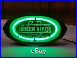 Vintage Green River Whiskey Countertop Neon Sign Art Deco 1950s RARE