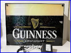 Vintage Guinness Pint Beer Bar Neon Sign Light Box Rare Euc