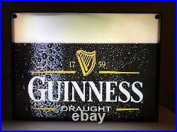 Vintage Guinness Pint Beer Bar Neon Sign Light Box Rare Euc