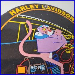 Vintage Harley Davidson Motorcycles Sign Neon Pink Panther Porcelain Gas Sign Vintage Harley Davidson Motorcycles Sign Neon Pink Panther Porcelain Gas Sign