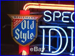 Vintage Heilemans Old Style Special Dry Beer Neon Lighted Bar Sign Works Great