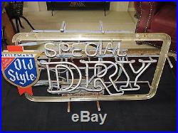 Vintage Heilemans Old Style Special Dry Beer Neon Lighted Bar Sign Works Great