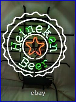Vintage Heineken Beer Glass Neon Light Grn Barware Wall Decor Advertising Sign