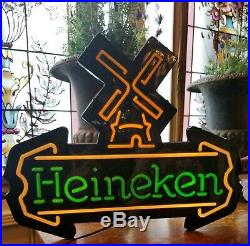 Vintage Heineken Beer Neon Look Cut-Out Box Light Sign Windmill Neon Look