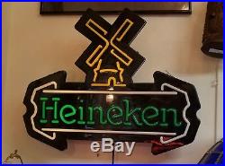 Vintage Heineken Beer Neon Look Cut-Out Box Light Sign Windmill Neon Look