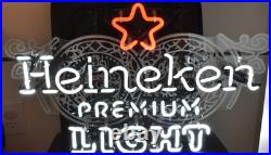 Vintage Heineken Premium Light Beer Neon Bar Sign With Red Star 28X17, Refurb