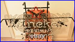 Vintage Heineken Premium Light Beer Neon Bar Sign With Red Star 28X17, Refurb
